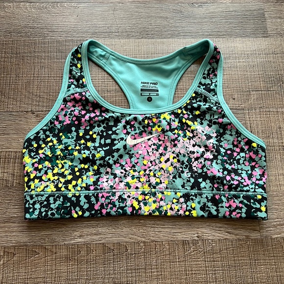 Nike Other - Nike Pro Turquoise Paint Splatter Sports Bra